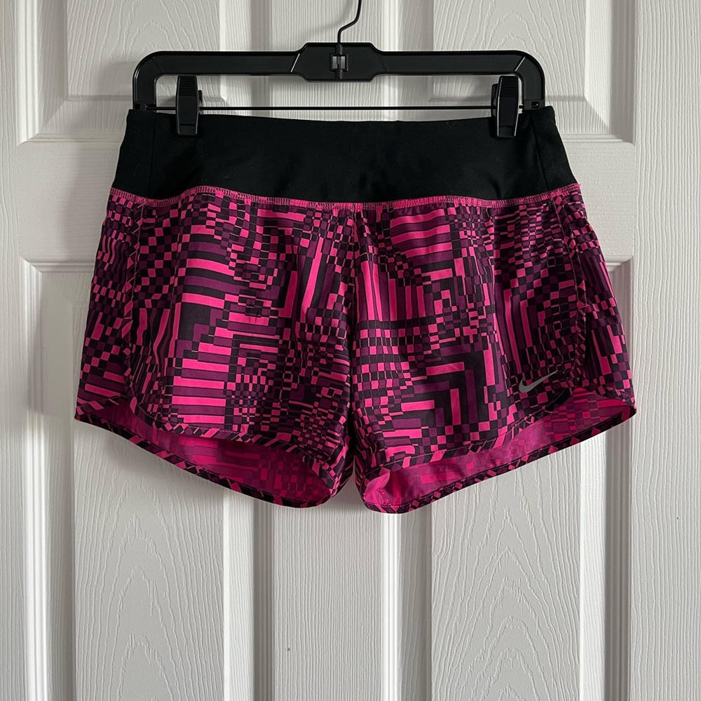 Nike Women's Geometric Pink and Black Athletic Shorts